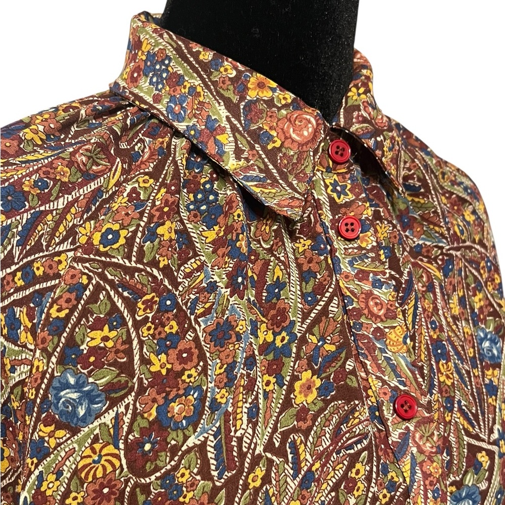 Vintage 70s Paisley Boho Blouse L XL - Picture 2 of 7
